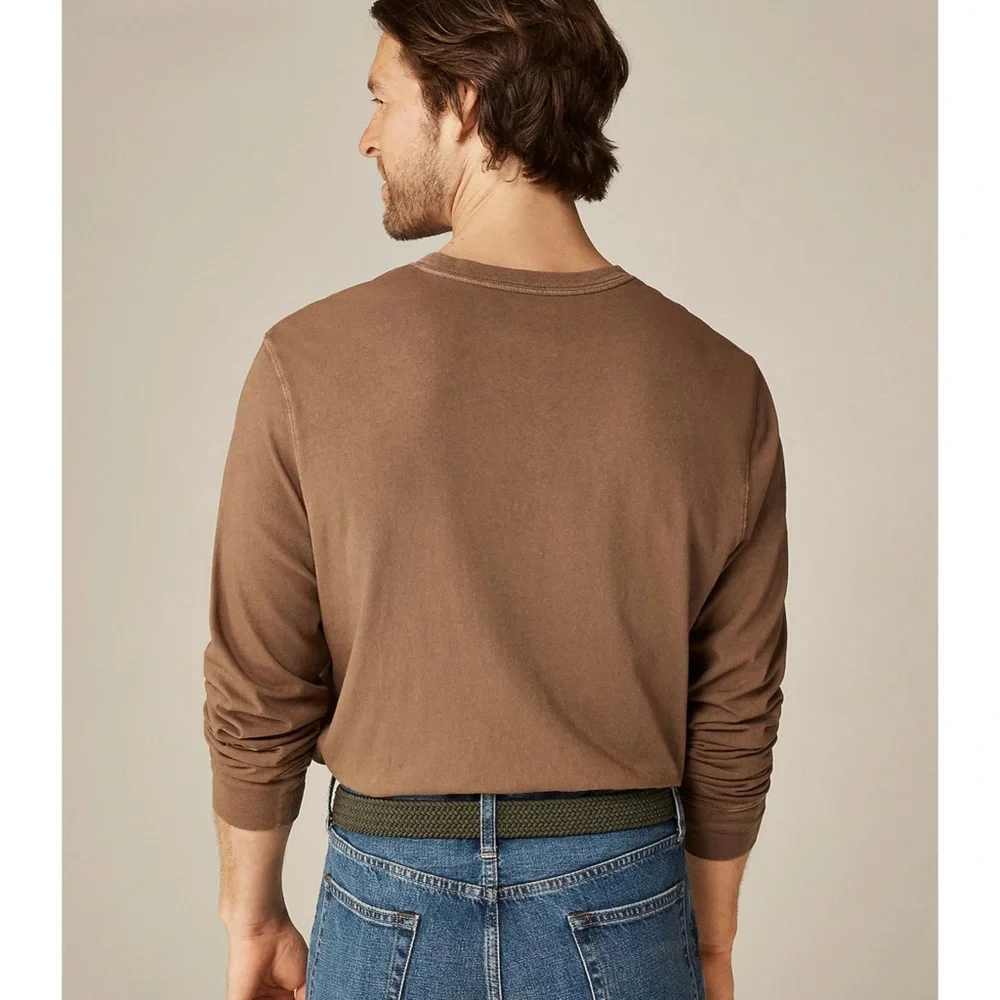 J. Crew Vintage-wash Cotton Henley Burnt Mushroom Brown